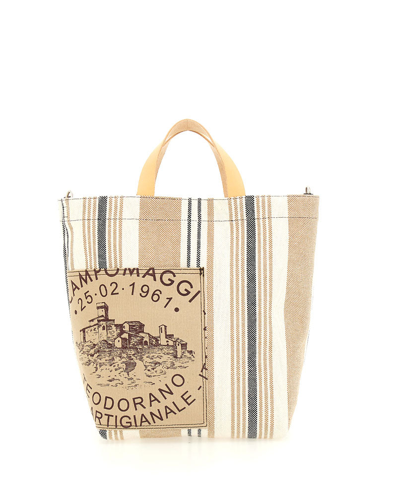 Cabas raye tissu pm campomaggi