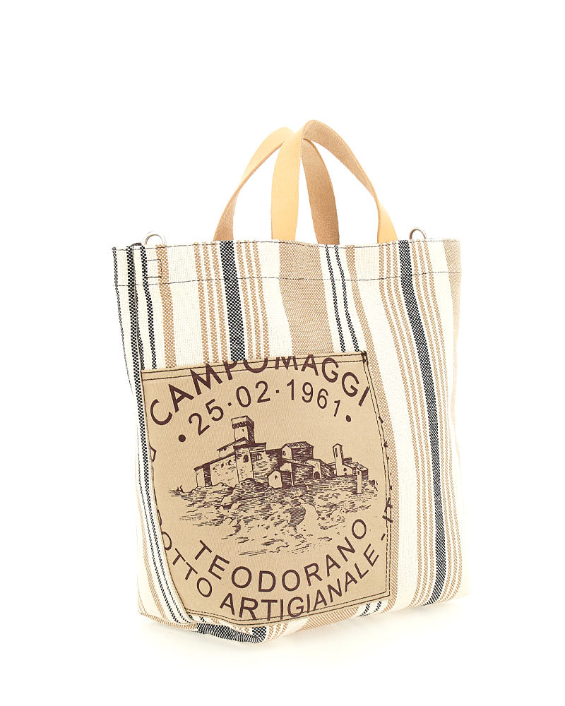 Cabas raye tissu pm campomaggi