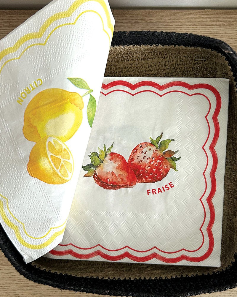 Serviettes papier fraise citron opjet