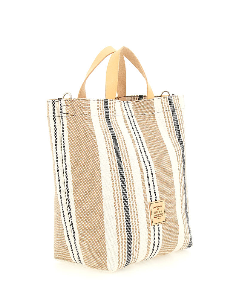 Cabas raye tissu pm campomaggi