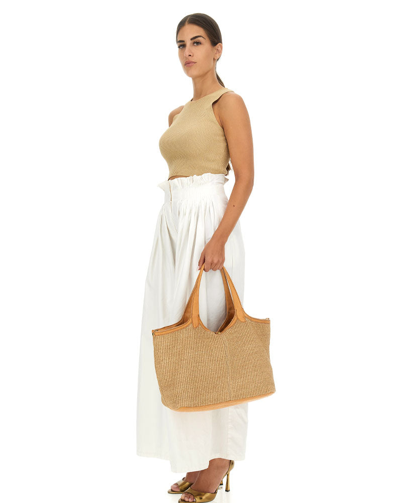 Sac raphia cuir campomaggi