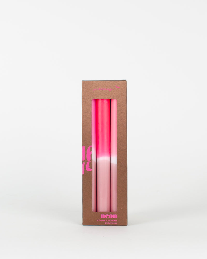 Lot de 3 bougies fluo pink stories