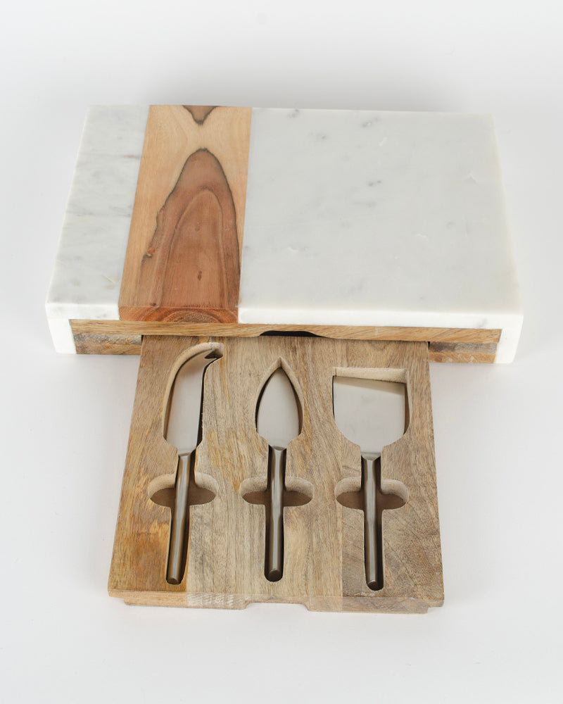 Planche marbre acacia et set couverts be home