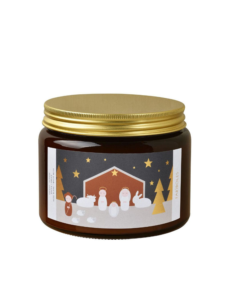 Bougie creche de noel 400g fariboles