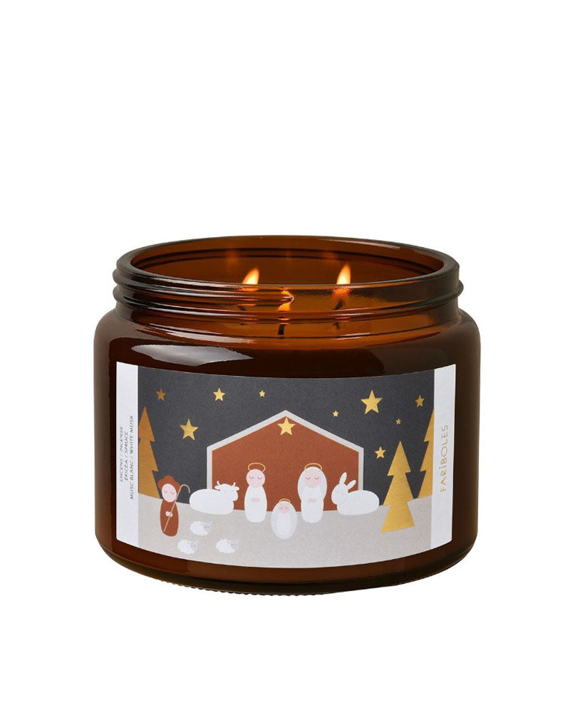 Bougie creche de noel 400g fariboles