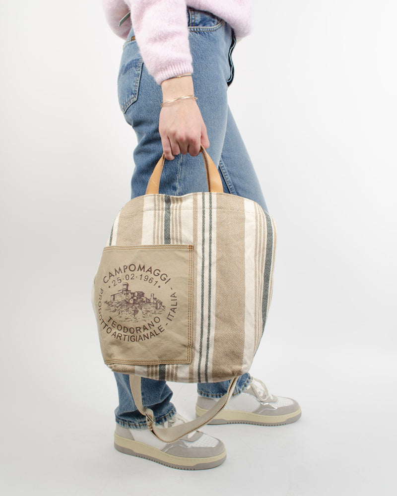 Cabas raye tissu gm campomaggi