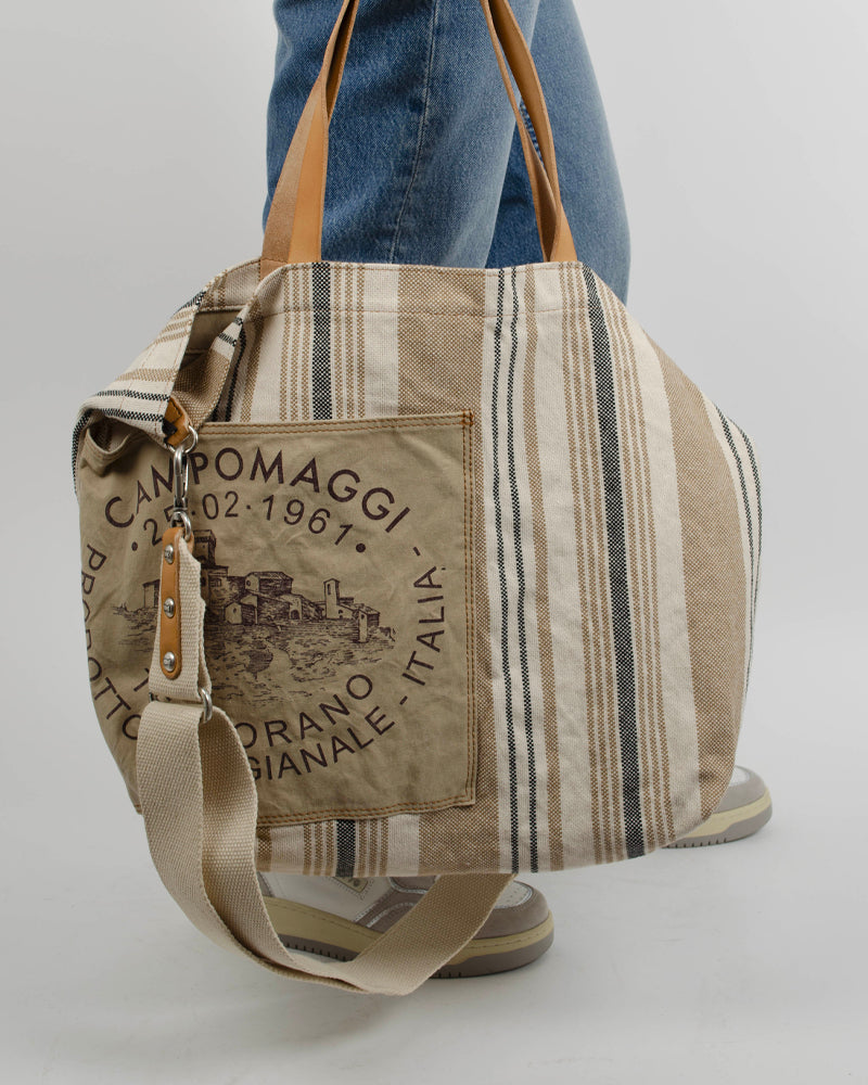 Cabas raye tissu pm campomaggi