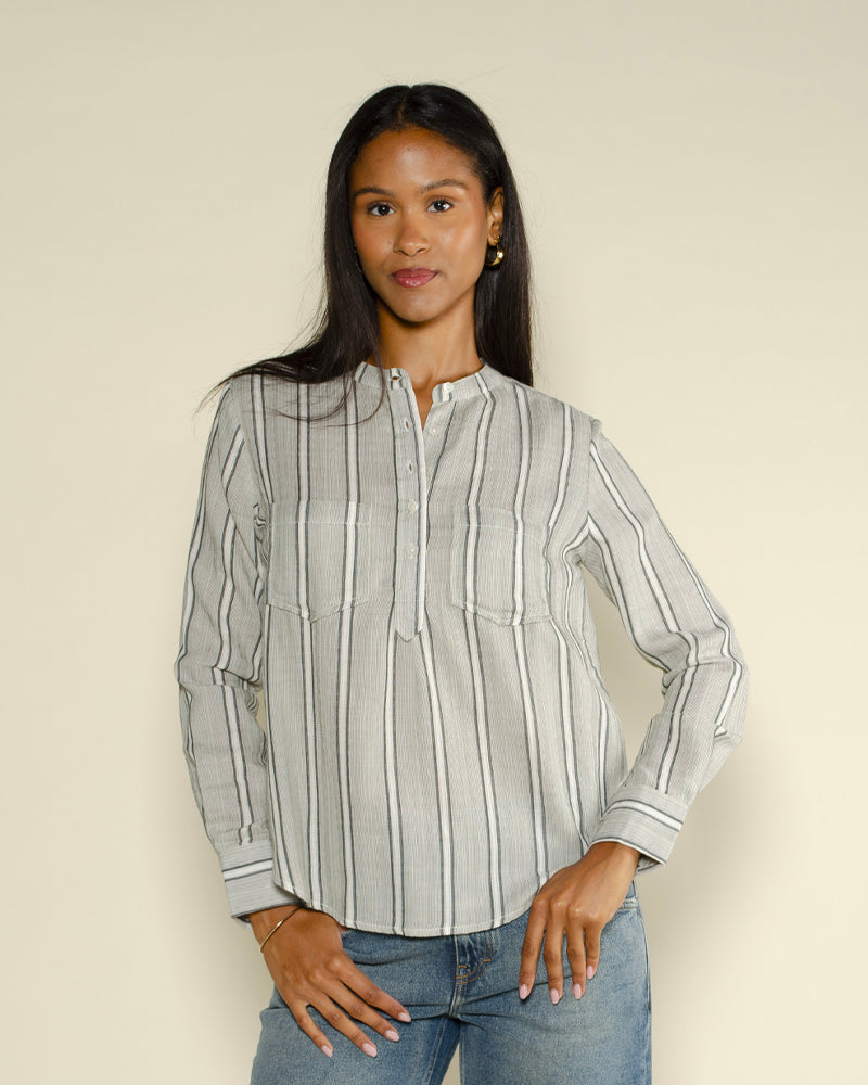 Blouse col mao start with gratitude