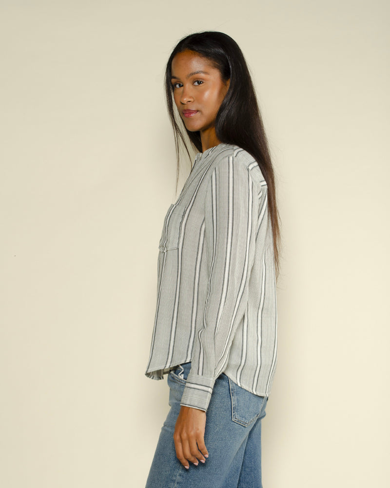 Blouse col mao start with gratitude