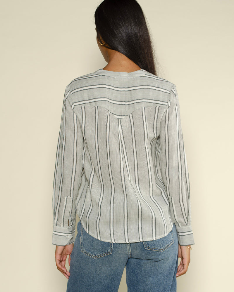 Blouse col mao start with gratitude