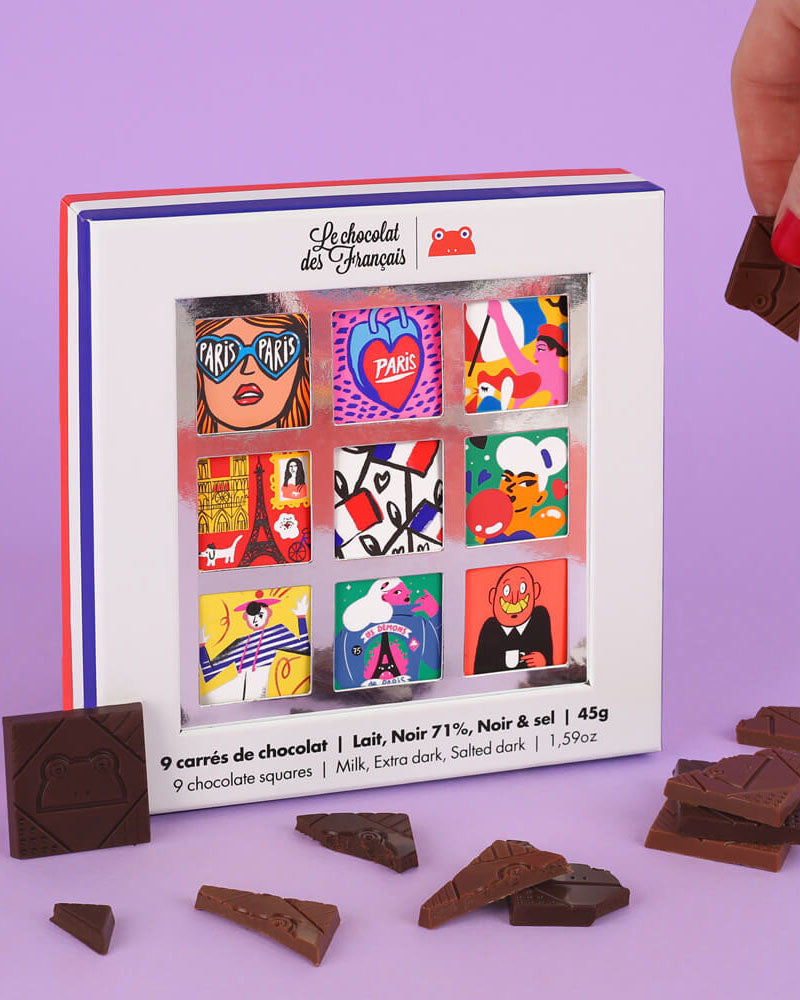 Epicerie LE CHOCO DES FRANC - Coffret 9 carres le chocolat des francais