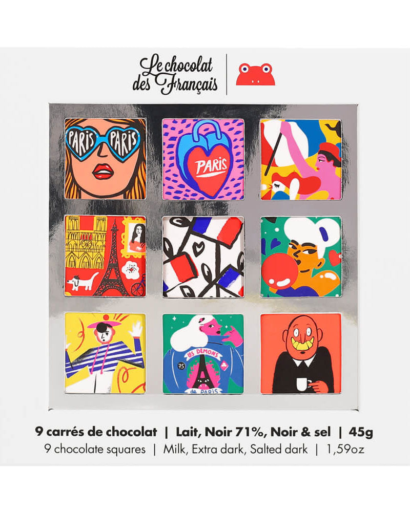 Epicerie LE CHOCO DES FRANC - Coffret 9 carres le chocolat des francais