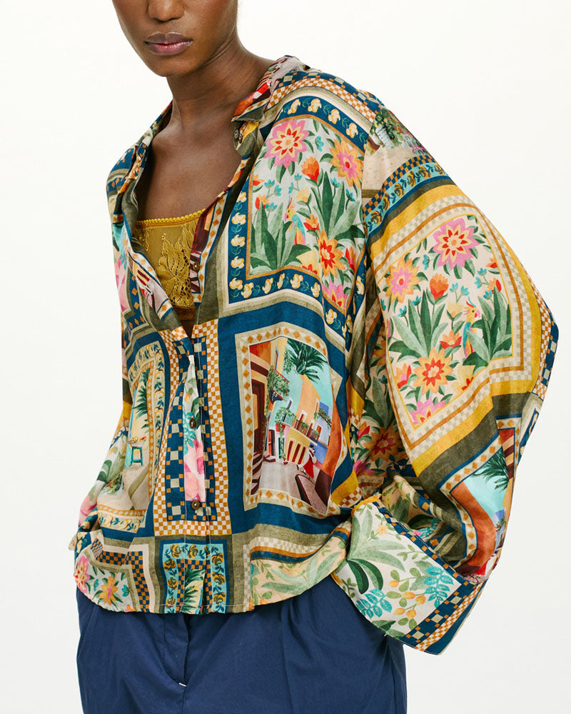 Chemise soie imp carreaux momoni