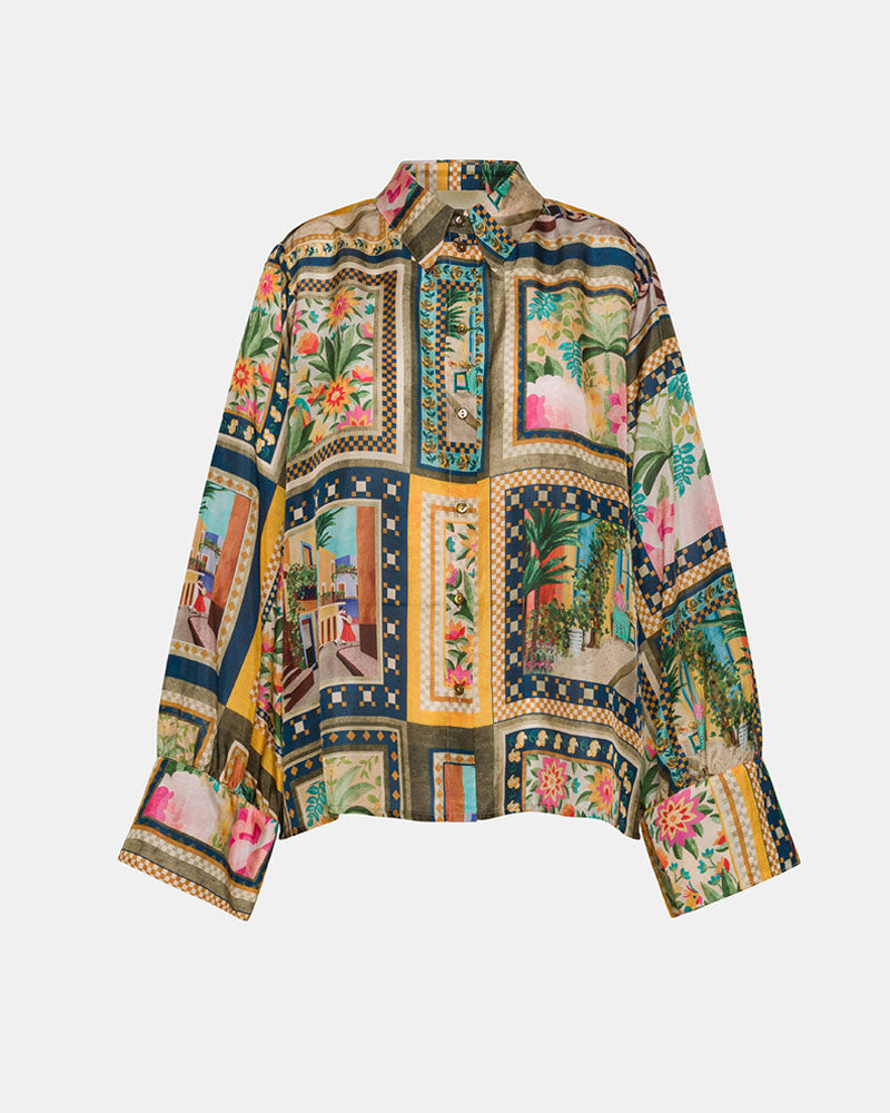 Chemise soie imp carreaux momoni