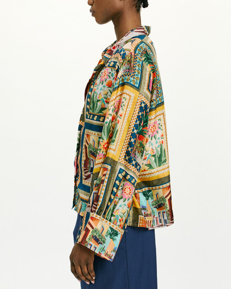 Chemise soie imp carreaux momoni