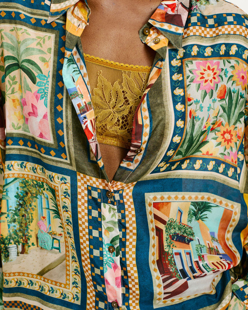 Chemise soie imp carreaux momoni