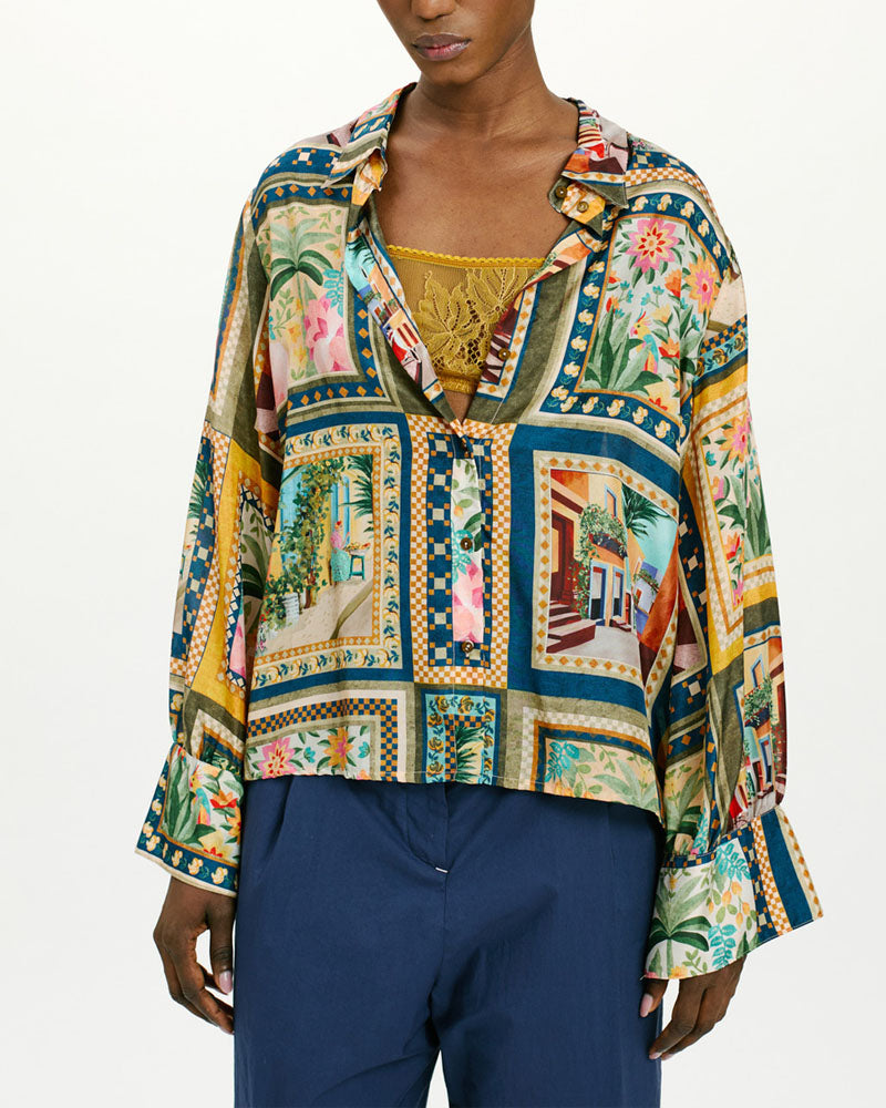 Chemise soie imp carreaux momoni