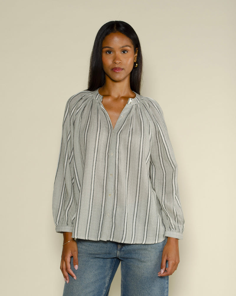 Blouse raye start with gratitude