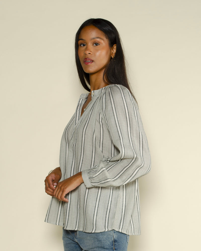 Blouse raye start with gratitude