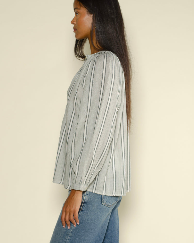 Blouse raye start with gratitude