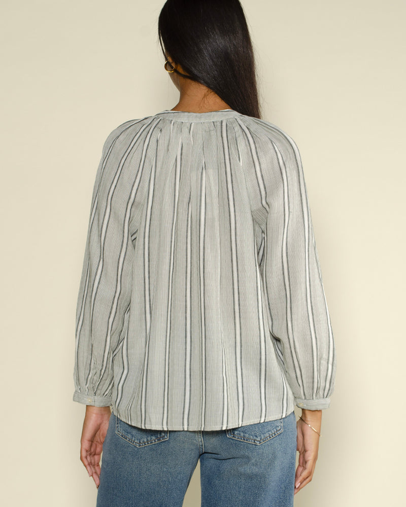 Blouse raye start with gratitude
