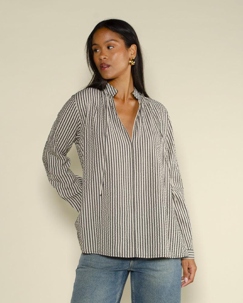 Blouse raye start with gratitude