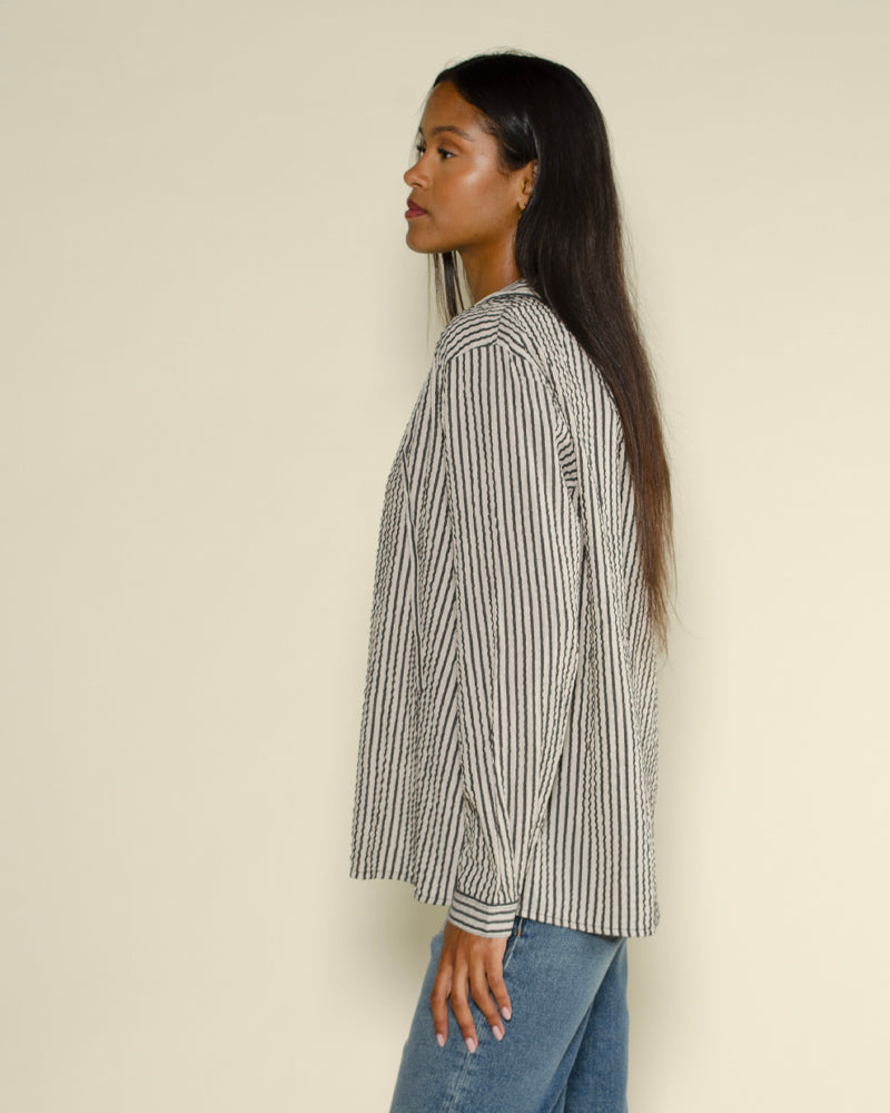 Blouse raye start with gratitude