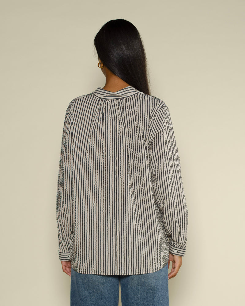 Blouse raye start with gratitude