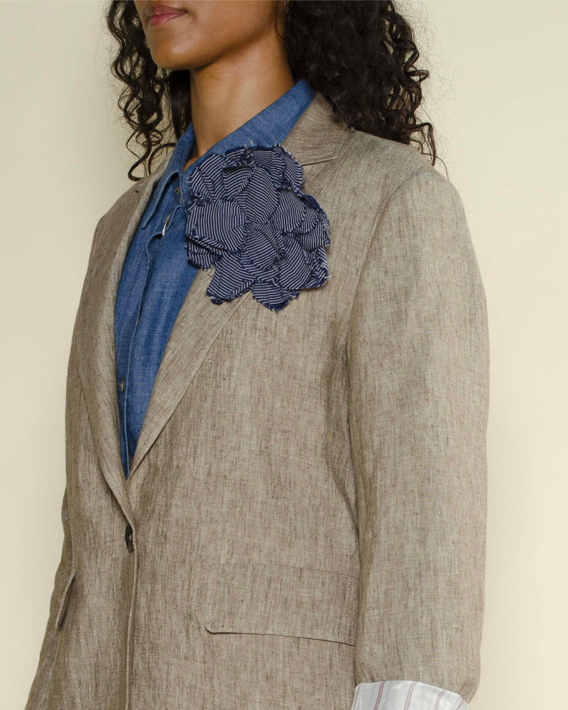 Broche fleur rayee diega