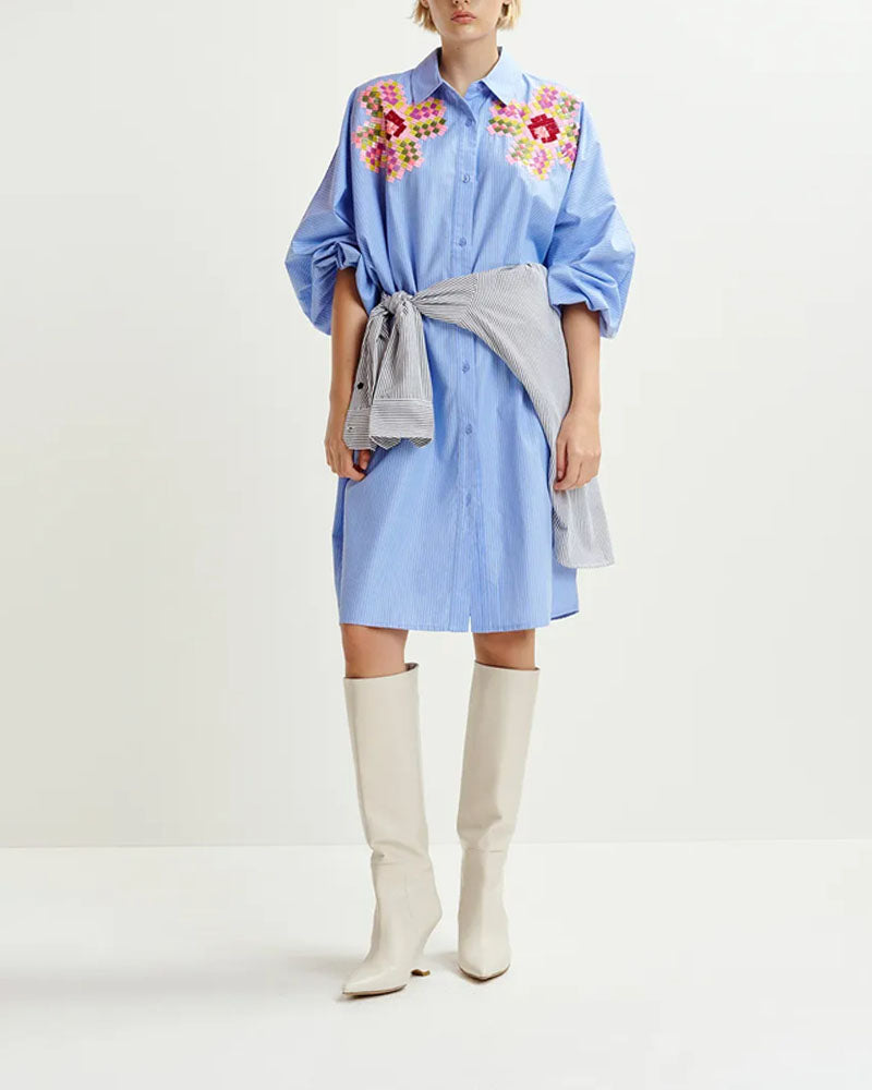 Robes & Combinaisons ESSENTIEL ANTWERP - Robe chemise rayee+seuins essentiel antwerp
