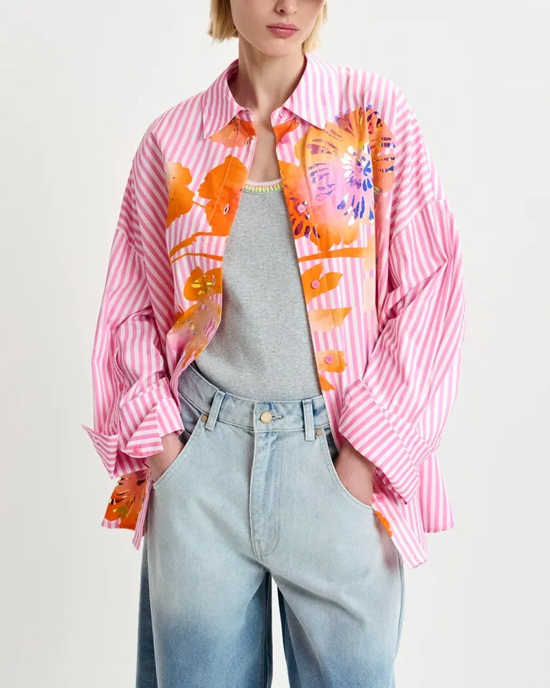 Chemise rayee fleurs essentiel antwerp