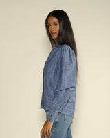 Blouse chambray start with gratitude