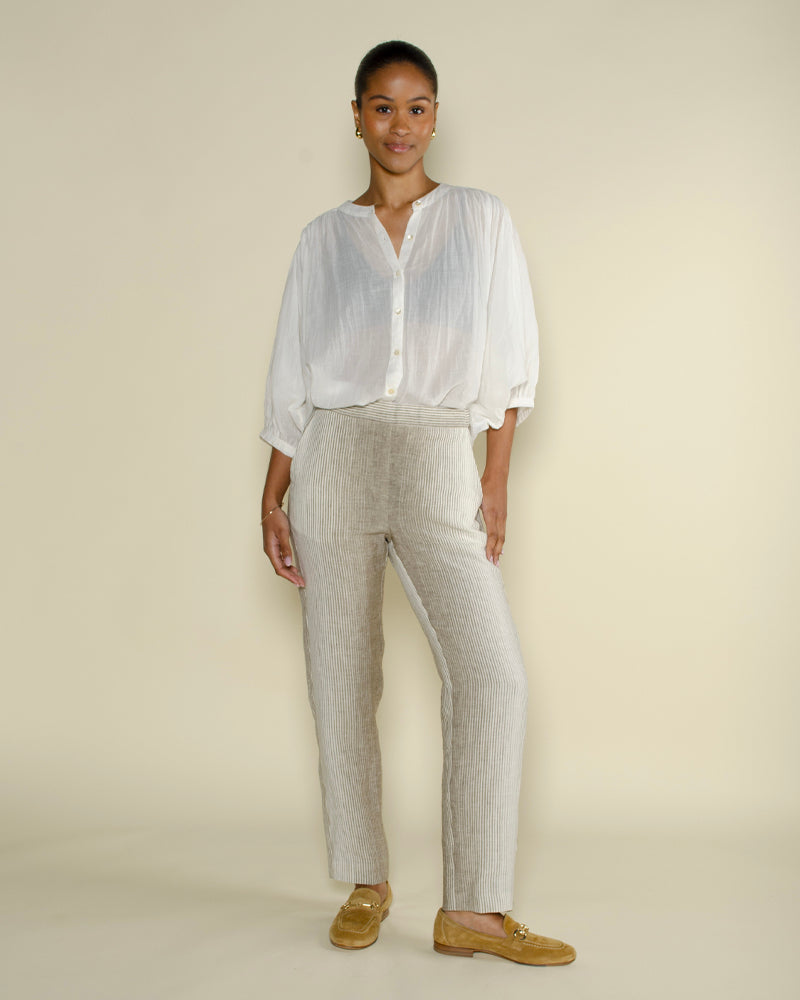 Pantalons DIEGA - Pantalon lin raye diega