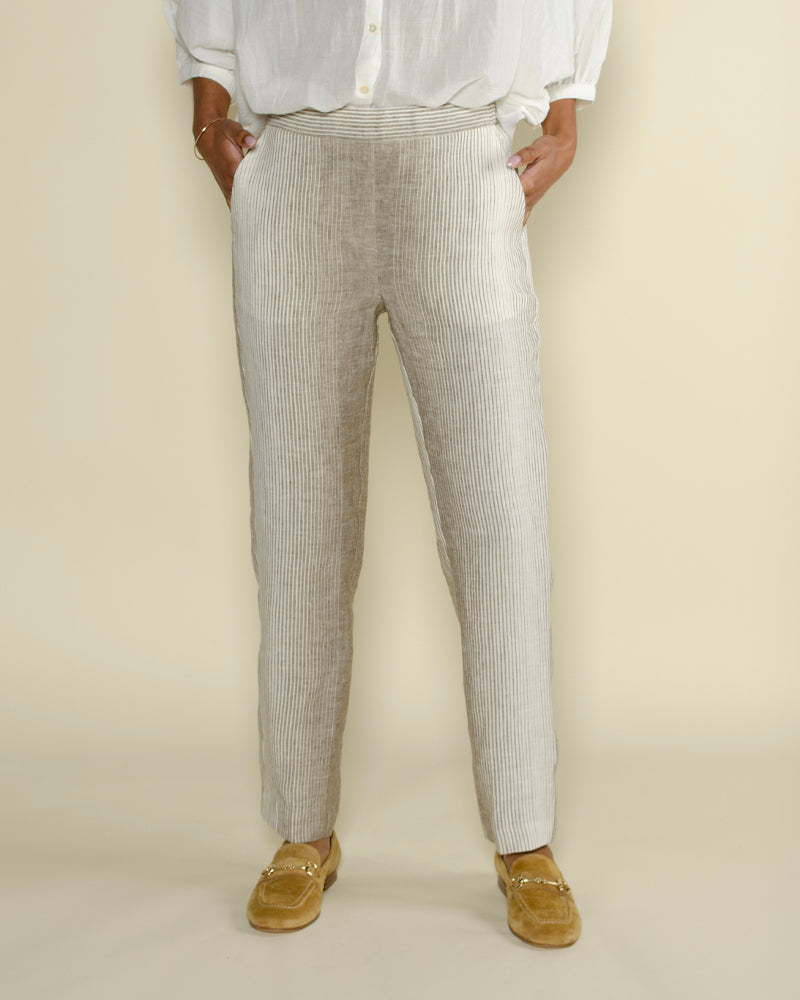 Pantalons DIEGA - Pantalon lin raye diega