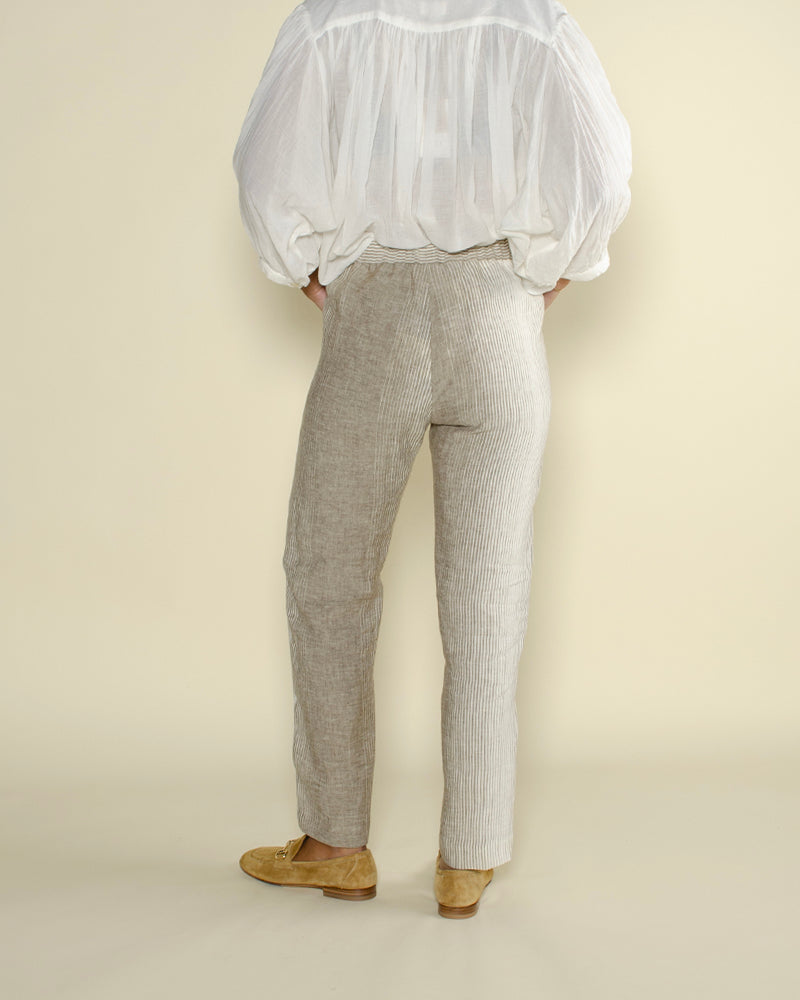 Pantalons DIEGA - Pantalon lin raye diega