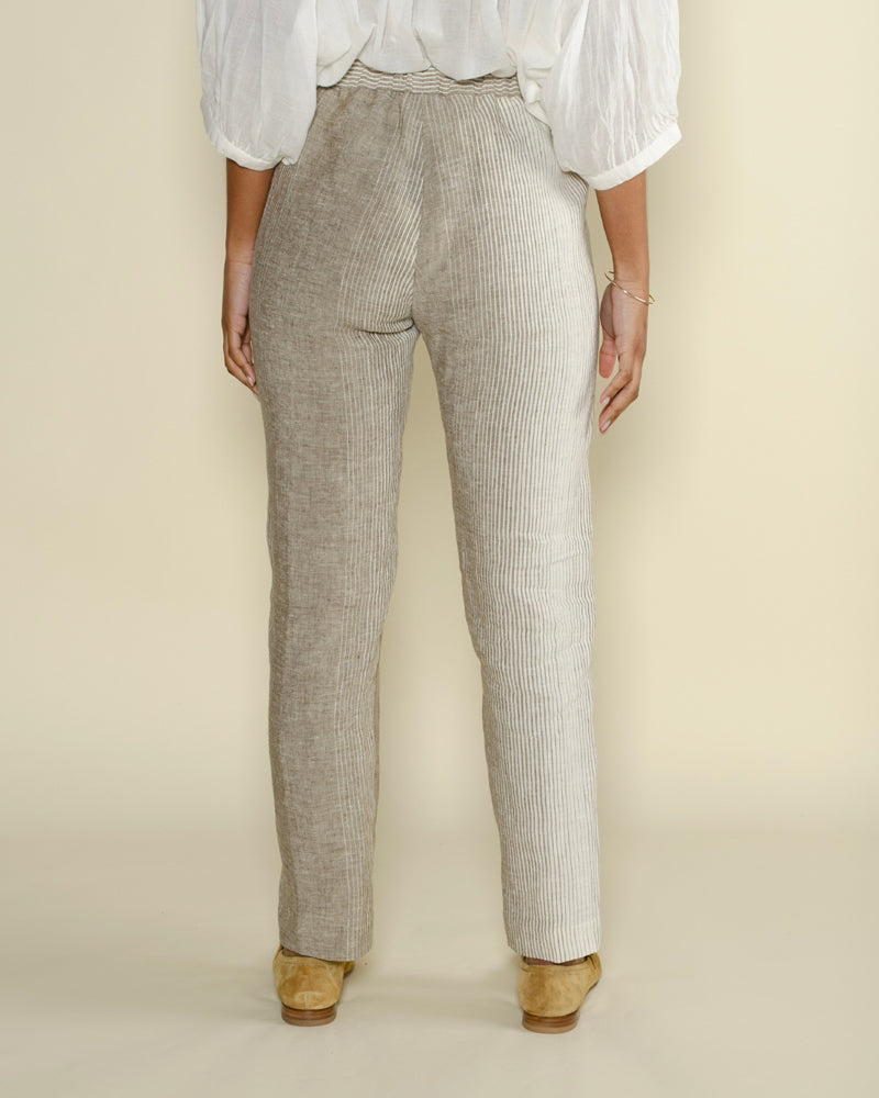 Pantalons DIEGA - Pantalon lin raye diega