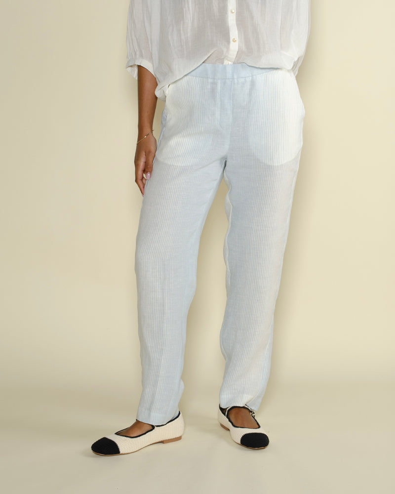 Pantalons DIEGA - Pantalon lin raye diega
