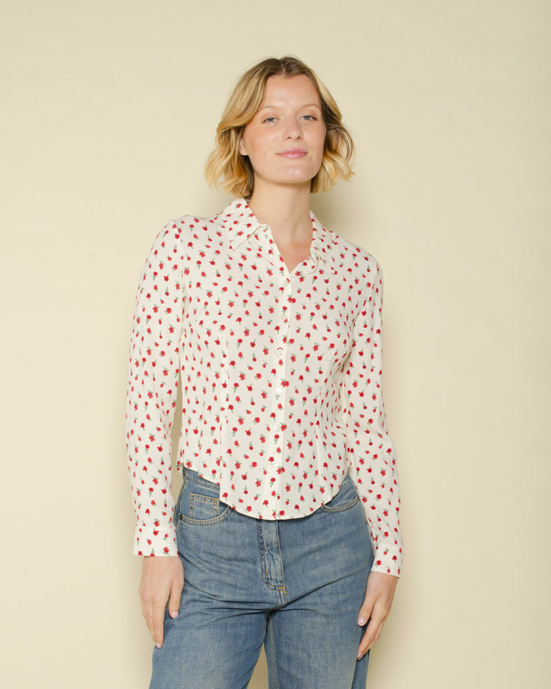 Chemise fleurs rouje