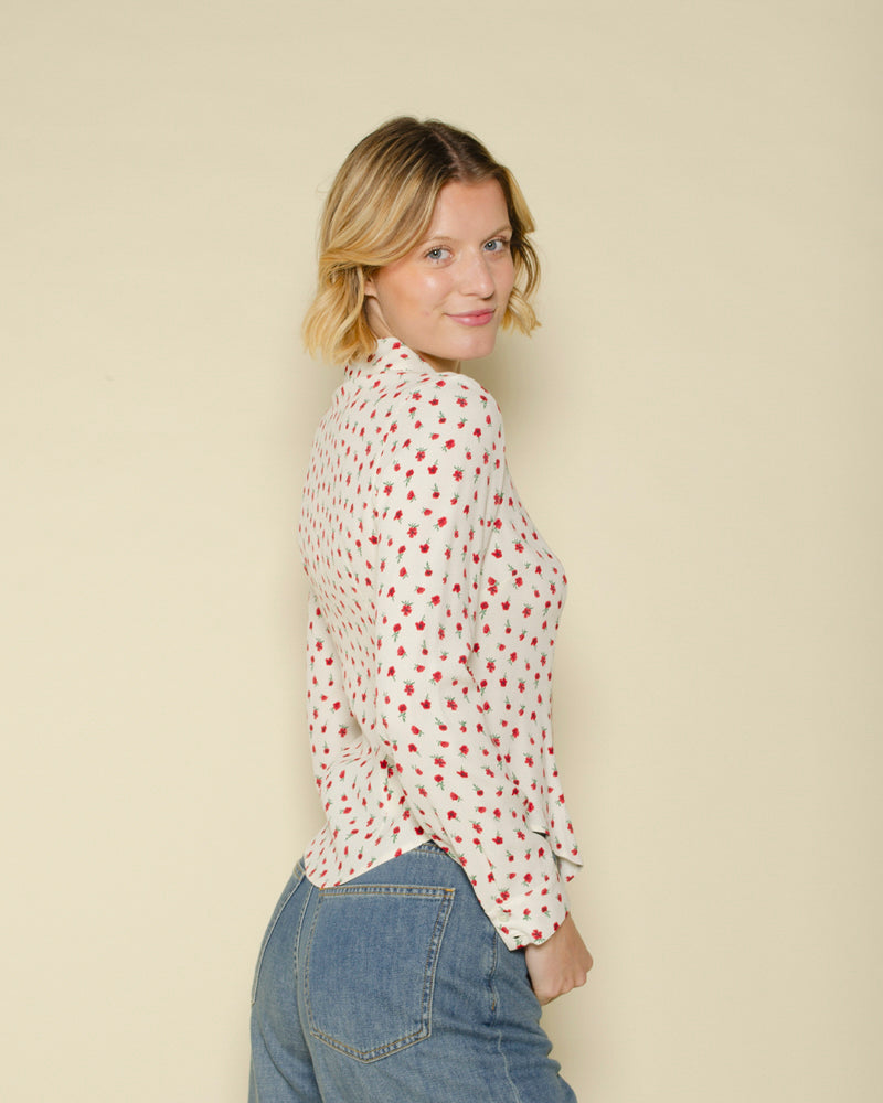Chemise fleurs rouje