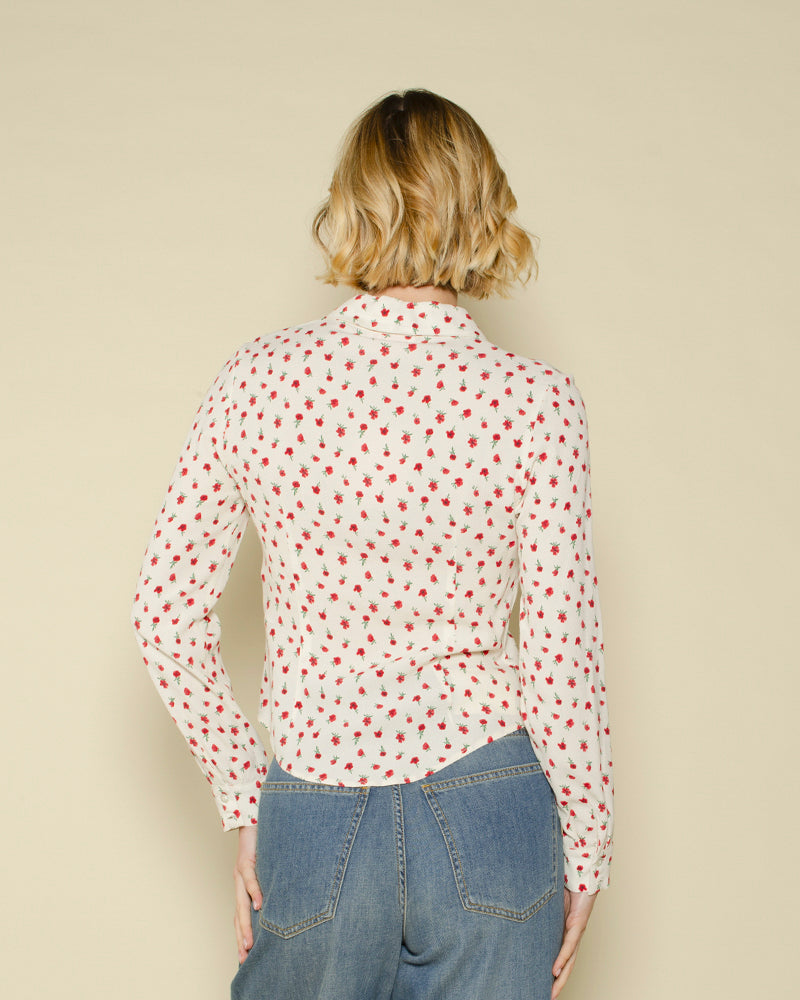 Chemise fleurs rouje