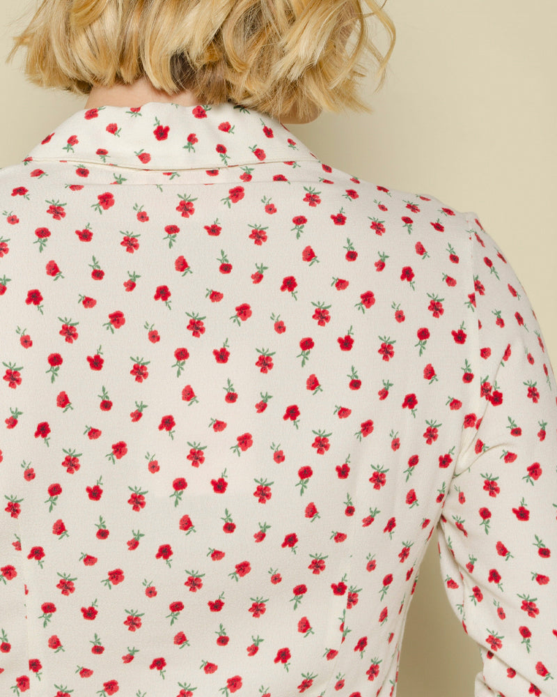 Chemise fleurs rouje