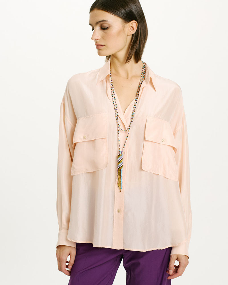 Chemise soie 2 poches momoni