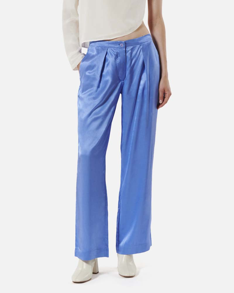 Pantalon Droit Cerise Blue Pantalon Fluide Pantalon Fluide Bleu Et