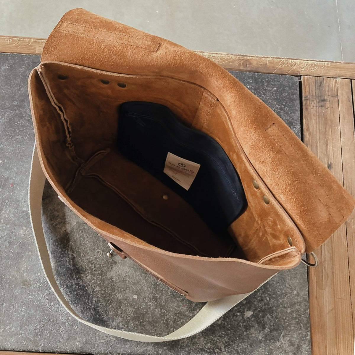 Sac bleu de chauffe