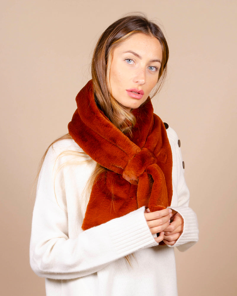 Echarpe lea clement couleur Cognac