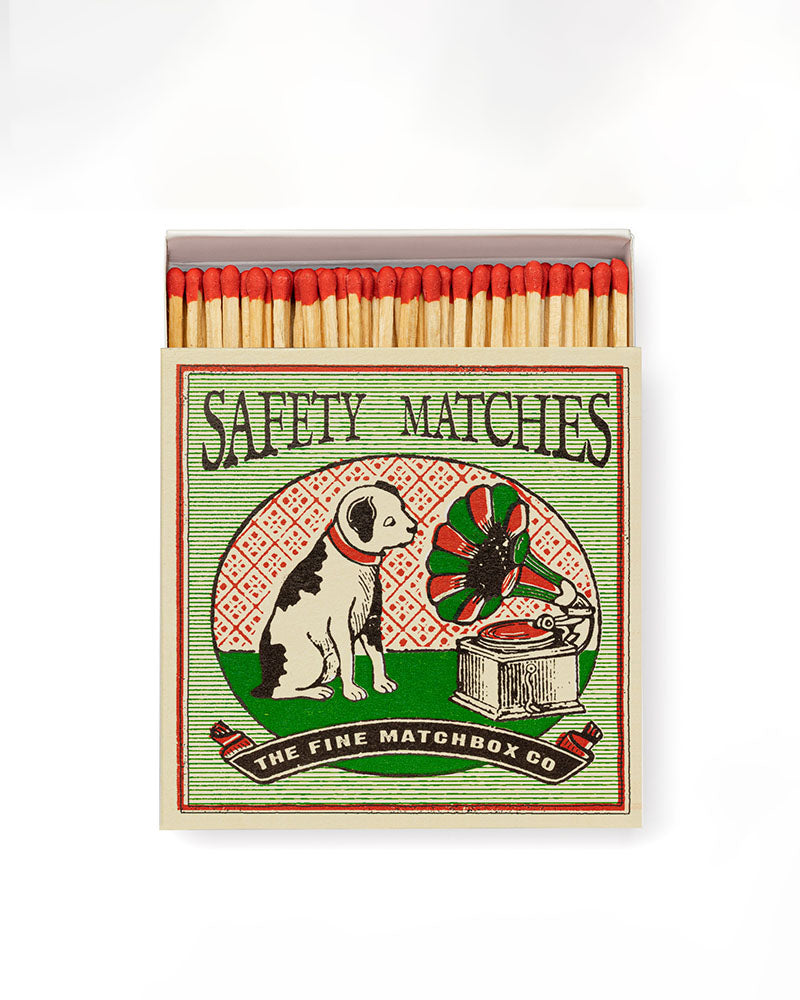 Boite allumettes dog and gramaphone archivist