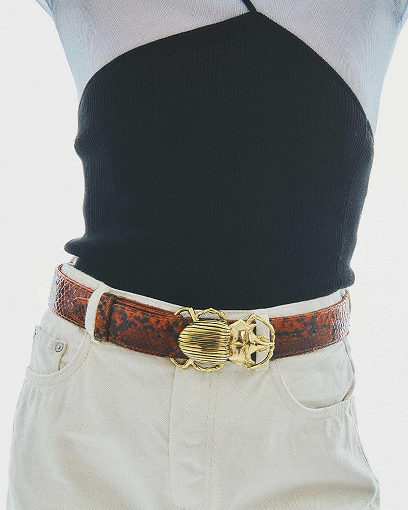 Ceinture pyton claris virot couleur Cognac