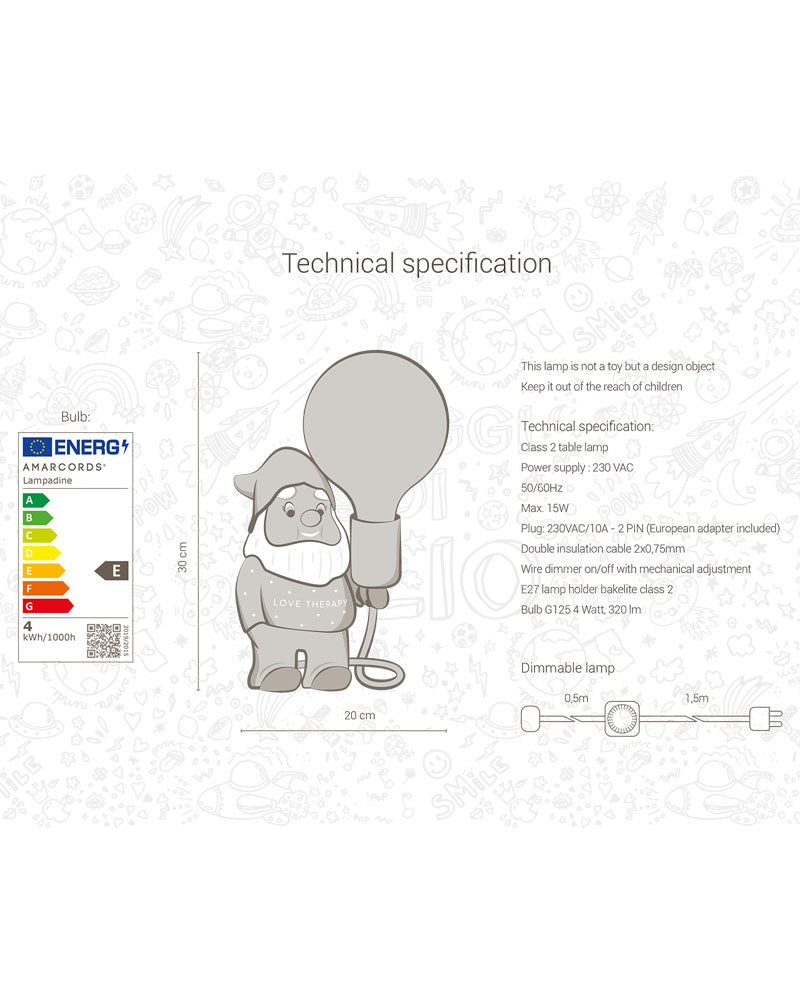 Lampe nain amarcords couleur Orange